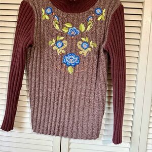 Sundance Brown Floral Sweater